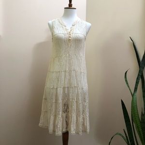 Free People Sheer Lace Dress Cream XS